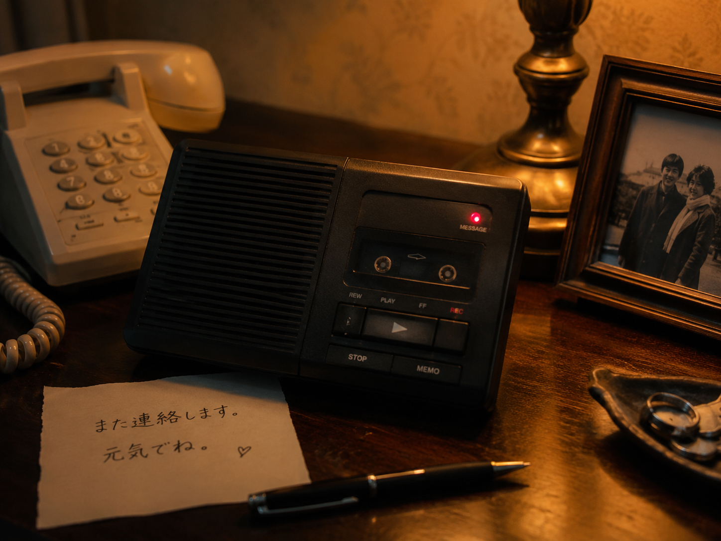 留守番電話の赤いランプ