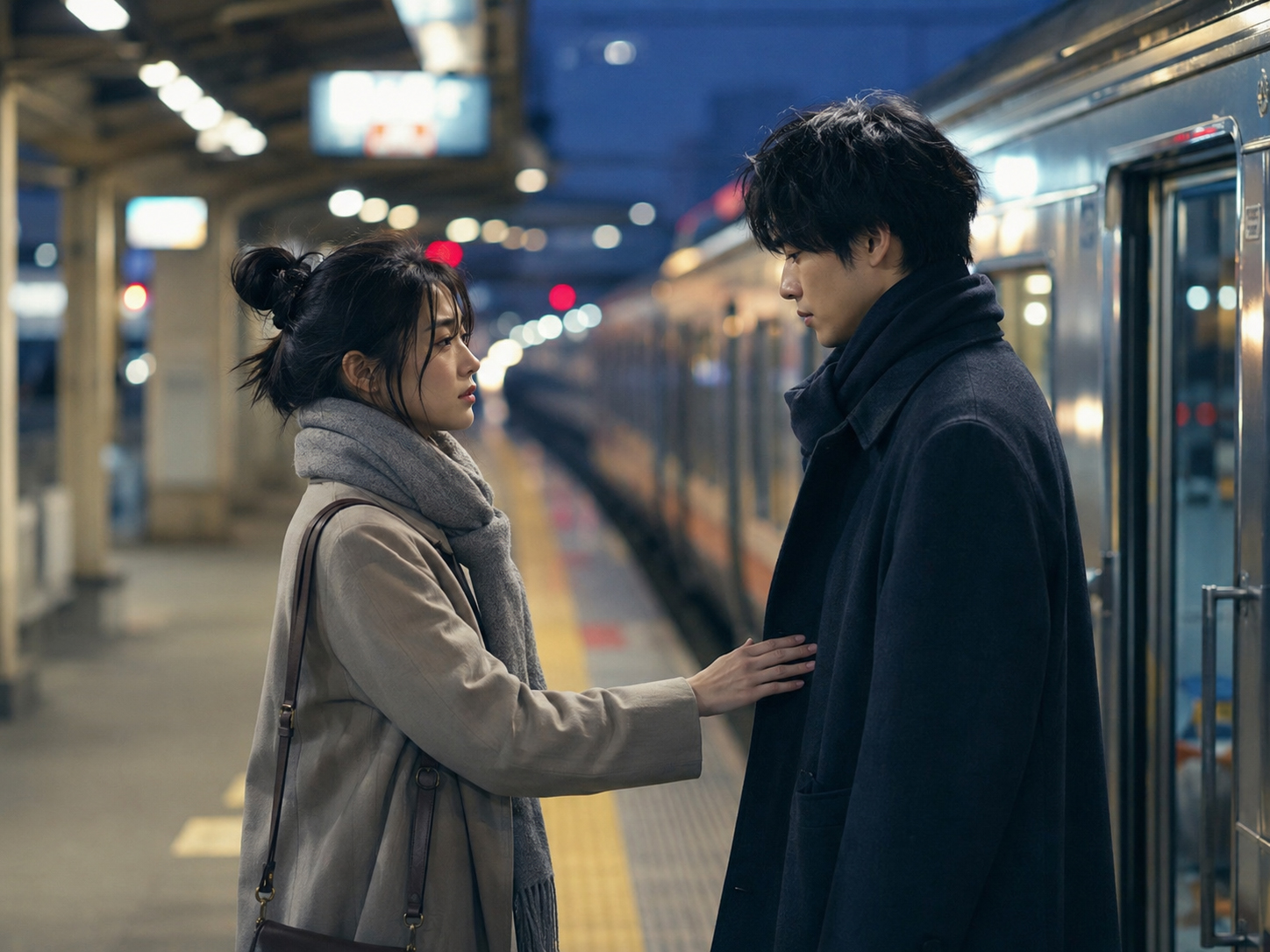 夕暮れの駅のホーム